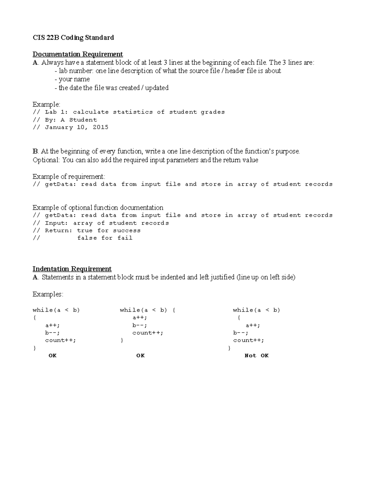 Coding Standards - Summary Intermediate Programming Methodologies In ...