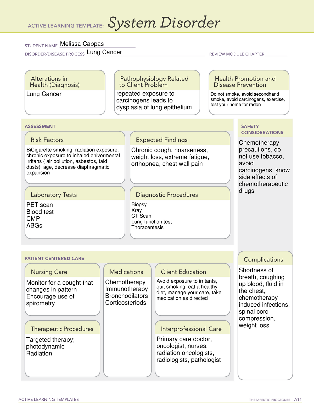 Lung cancer system disorder ati template ACTIVE LEARNING TEMPLATES