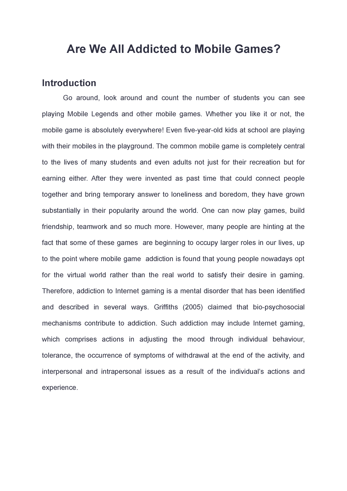 essay on mobile games 500 words