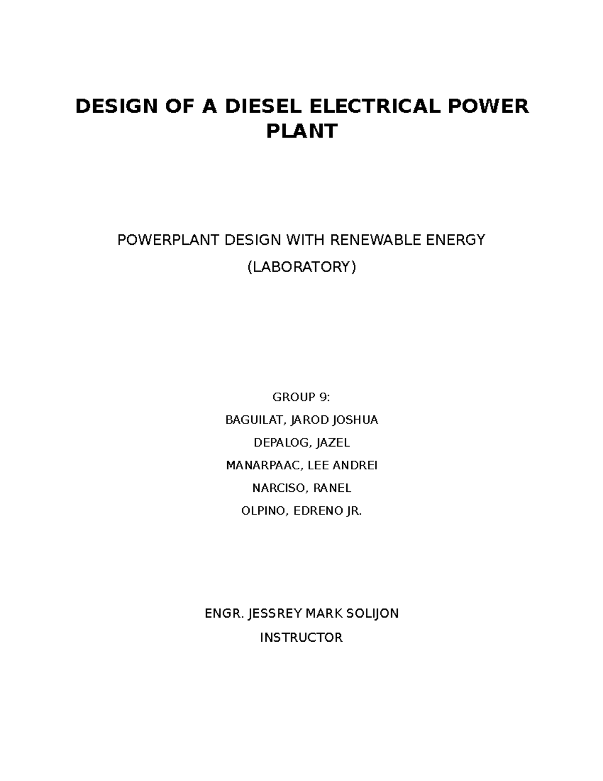 Chapter A PPE LAB Helpful DESIGN OF A DIESEL ELECTRICAL POWER PLANT