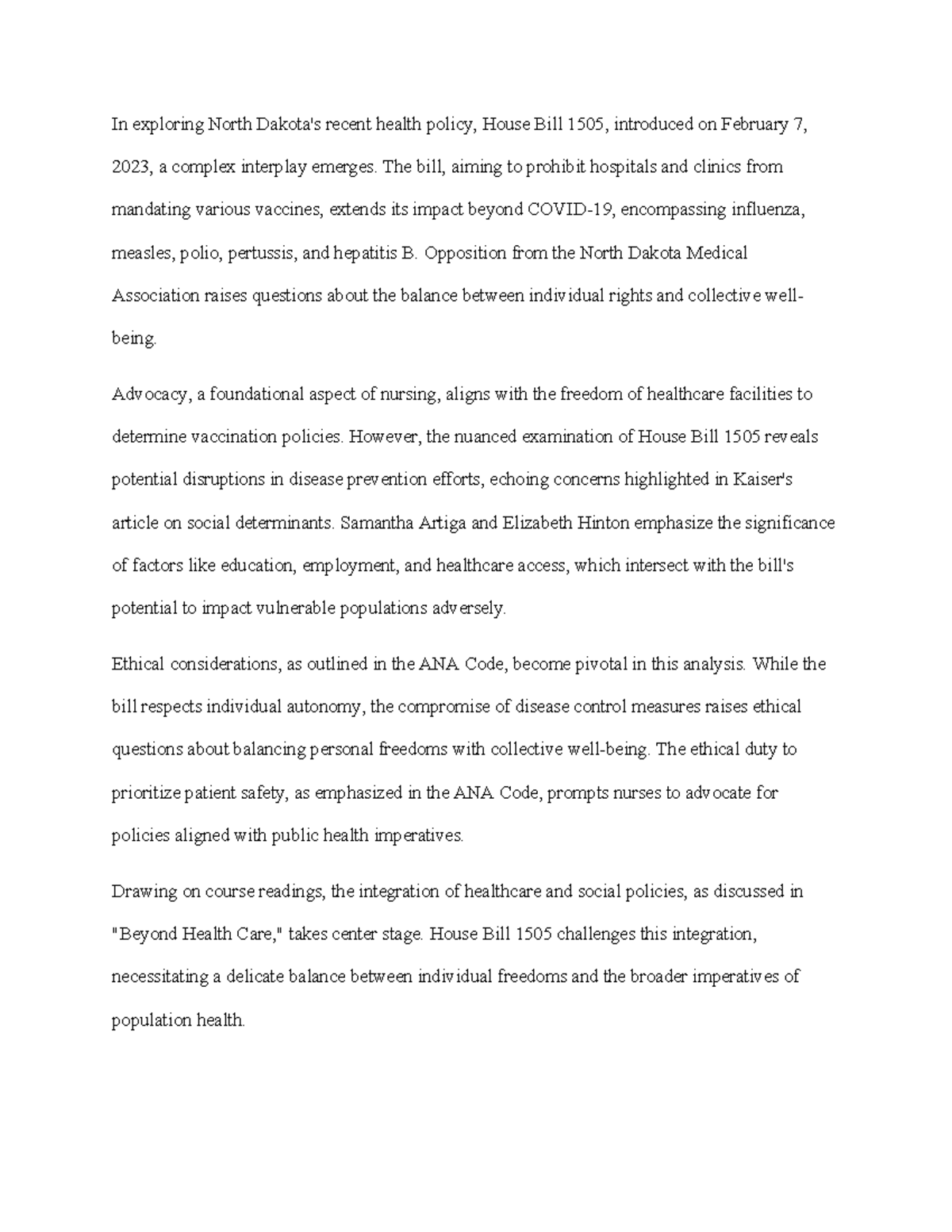 NR503 WEEK 8 Discussion In exploring North Dakota's recent health