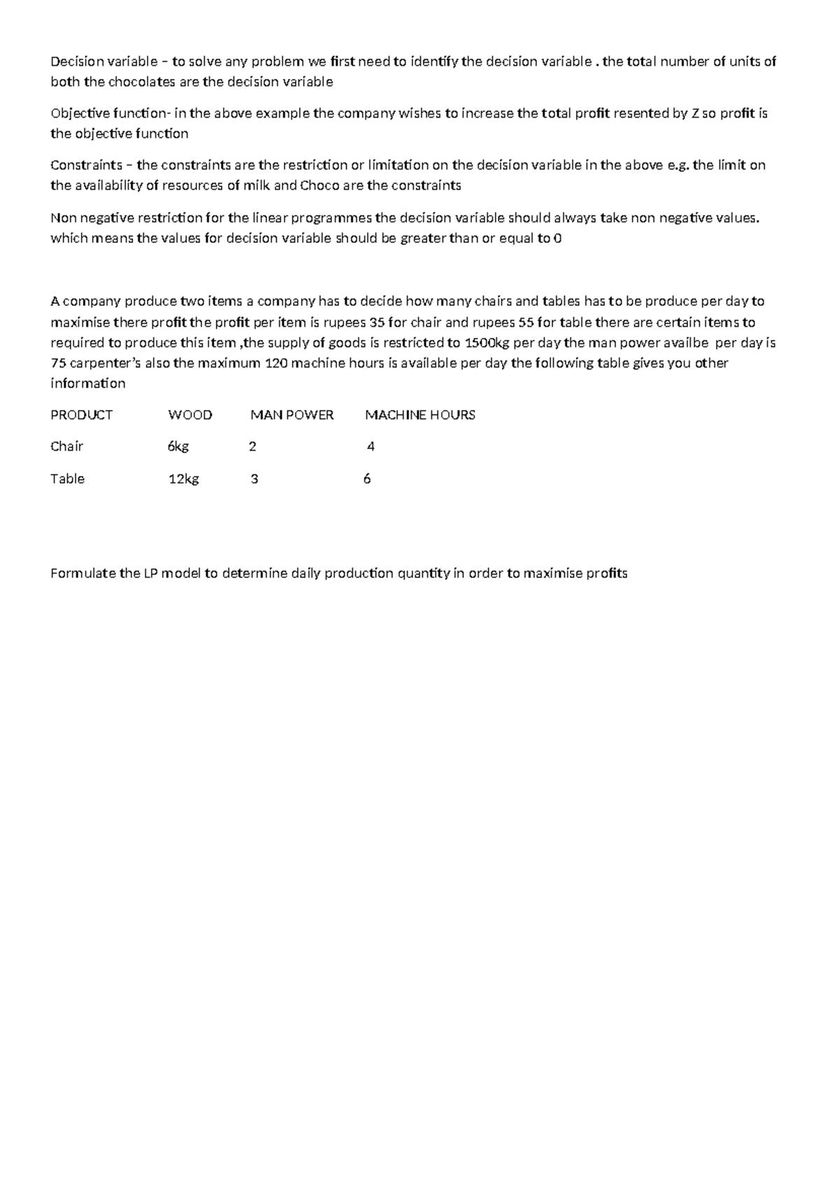 Decision variable - bfedf - Decision variable – to solve any problem we ...