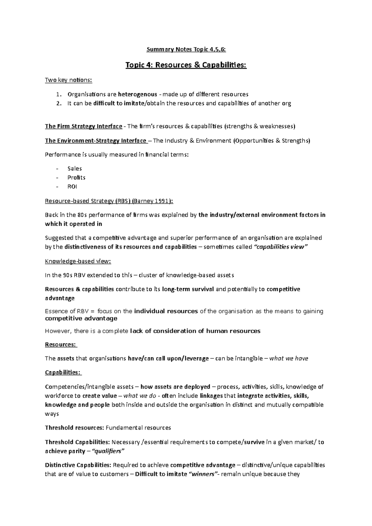 Summary Notes Topic 4,5,6 - Summary Notes Topic 4,5,6: Topic 4 ...