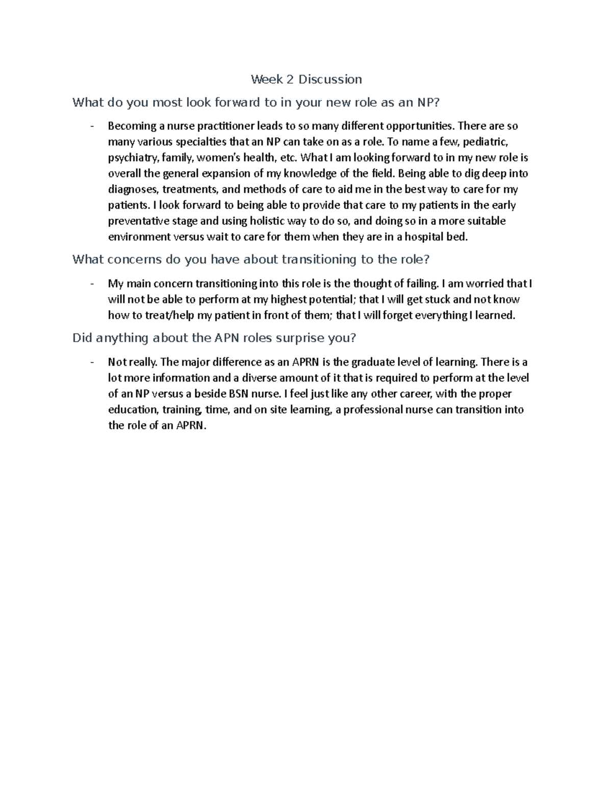 Week 2 - Discussion post - Week 2 Discussion What do you most look ...