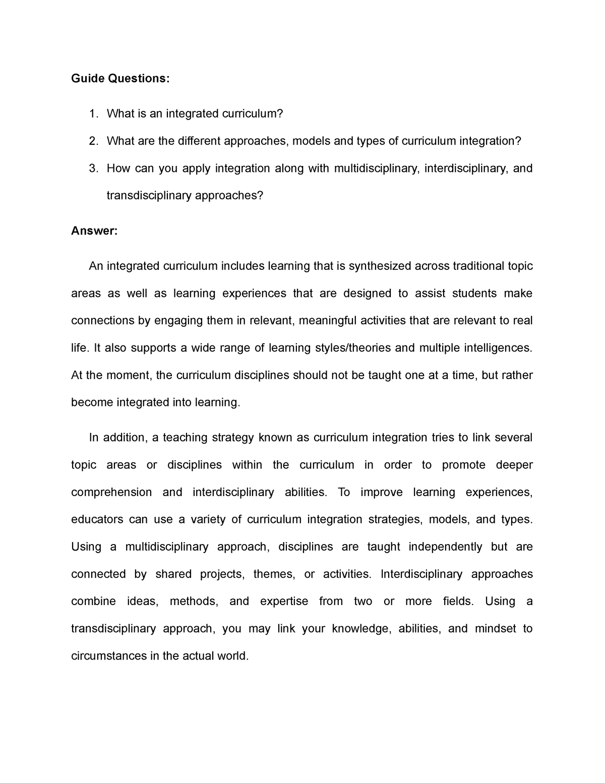 Module 3 Benlac - Act 3 - Guide Questions: What Is An Integrated ...