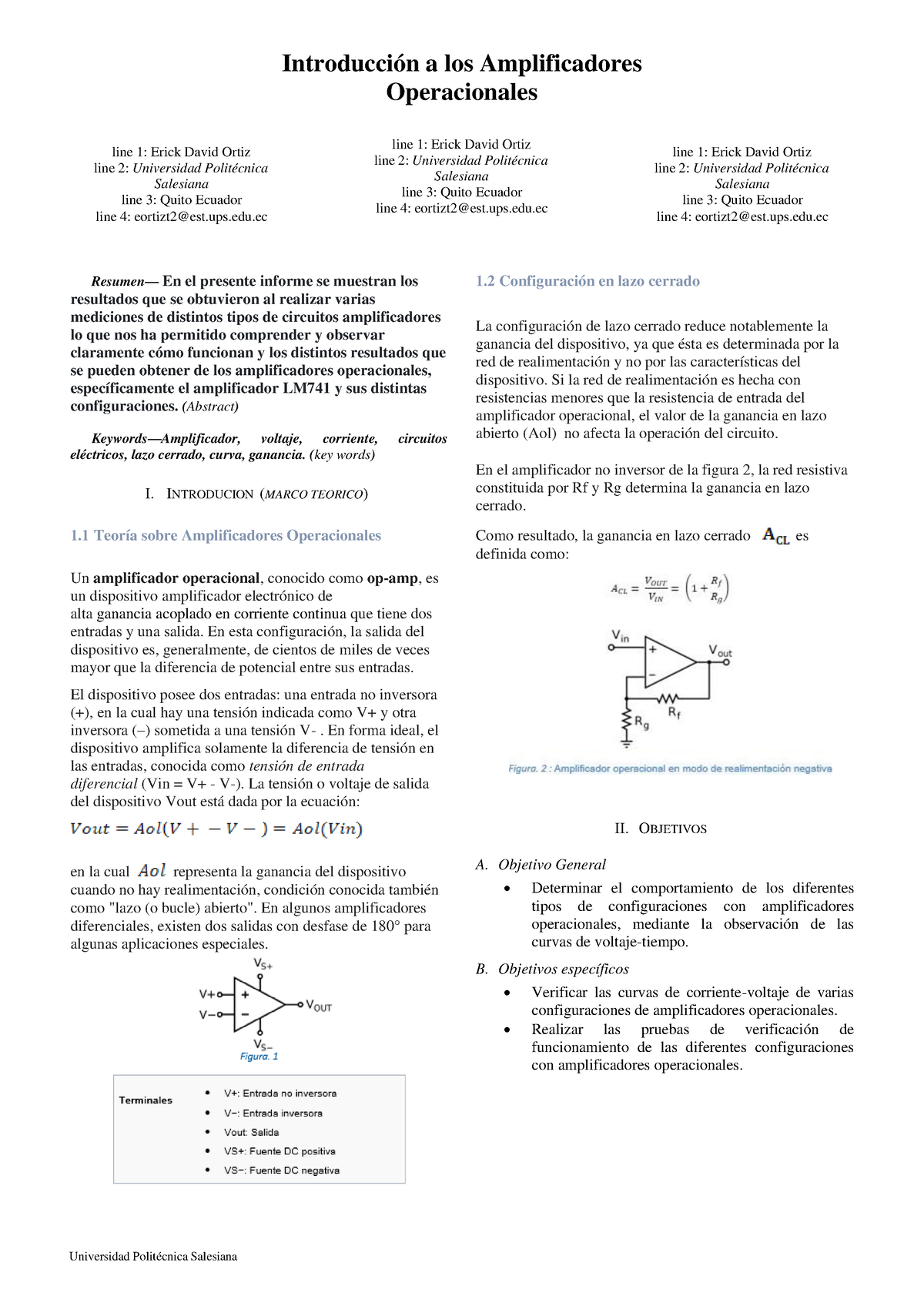 Informe 2 - Introducción A Los Amplificadores Operacionales Line 1 ...