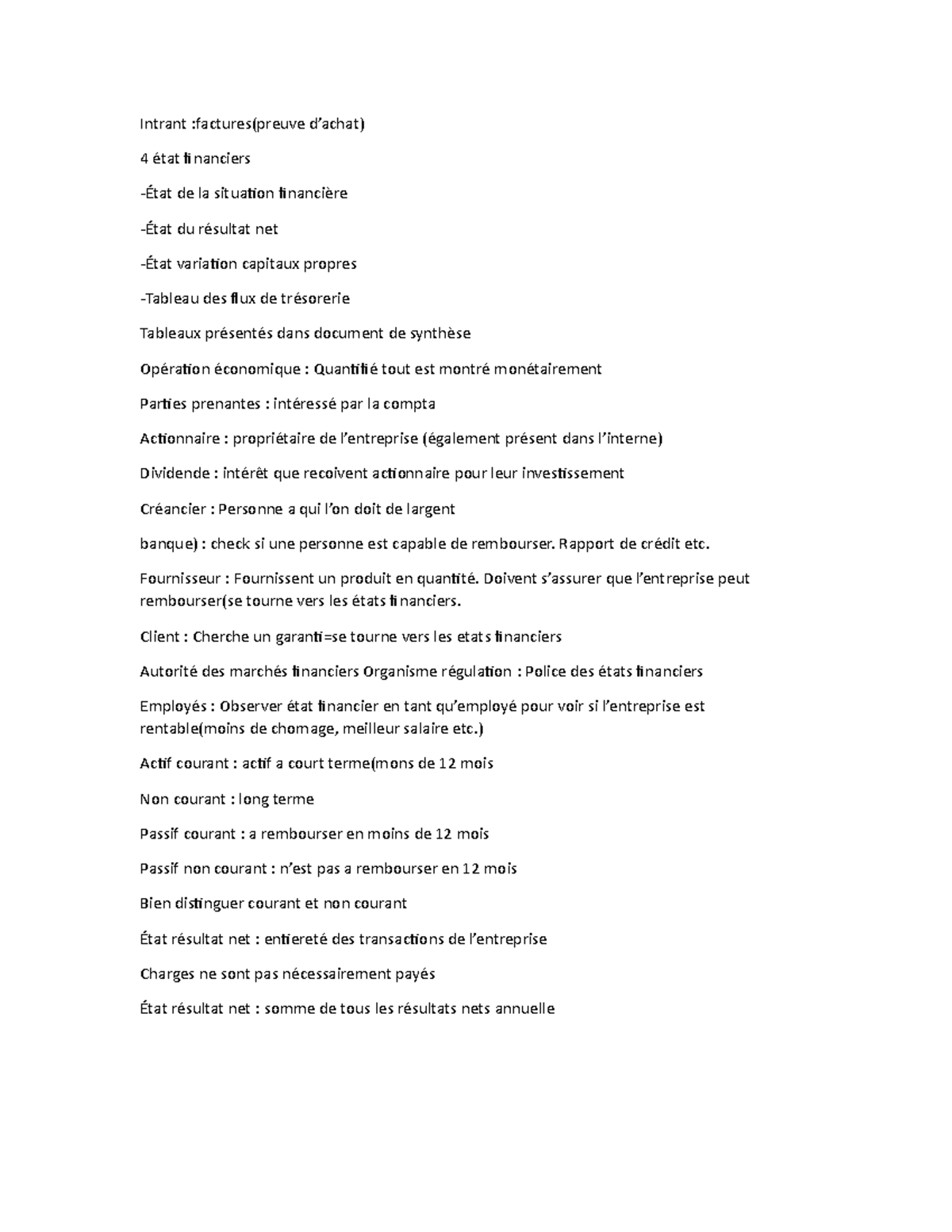 Cours Compta - cghc - Intrant :factures(preuve d’achat) 4 état ...