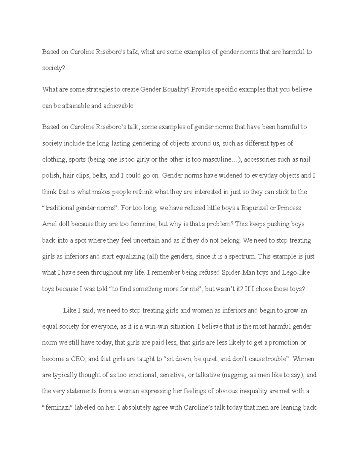 Module 9 Writing Activity - Based on Caroline Riseboro's talk, what are ...