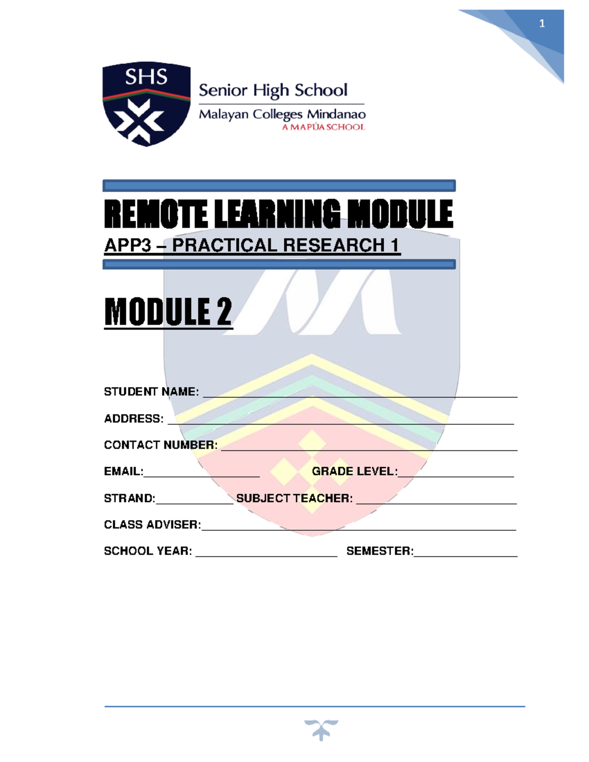 APP3 - Practical Research 1 Module 2 - 1 REMOTE LEARNING MODULE APP3 ...