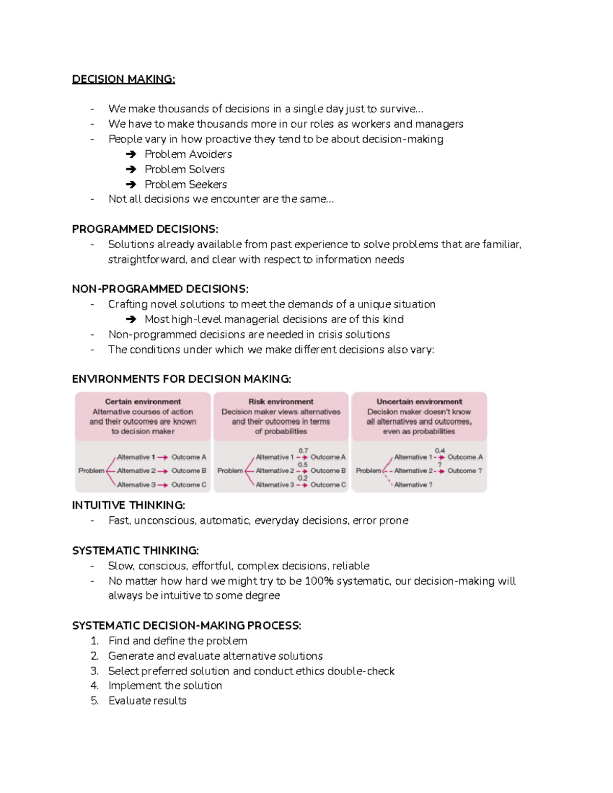 Decision Making - DECISION MAKING: We make thousands of decisions in a ...