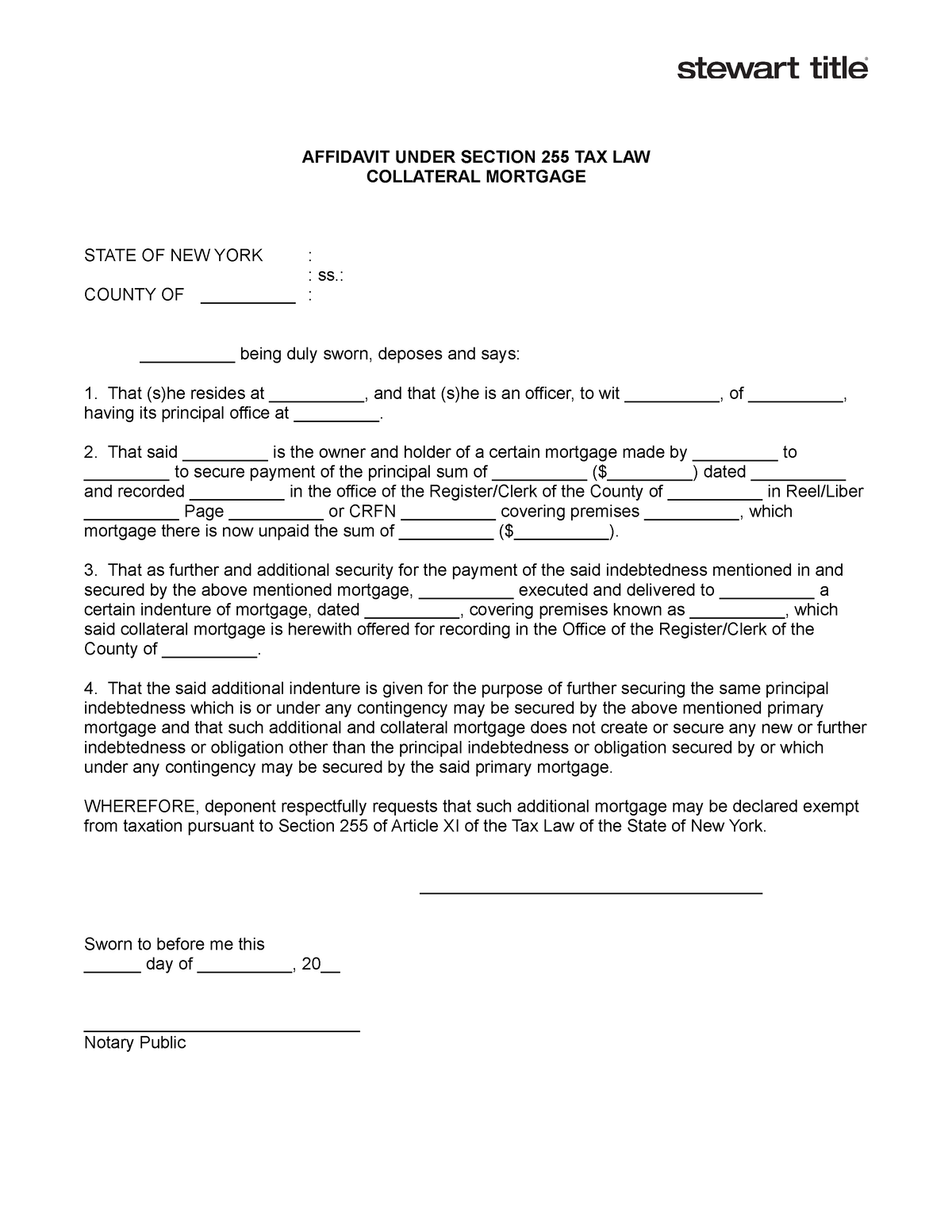 255 Affidavit (Collateral Mortgage) - AFFIDAVIT UNDER SECTION 255 TAX ...