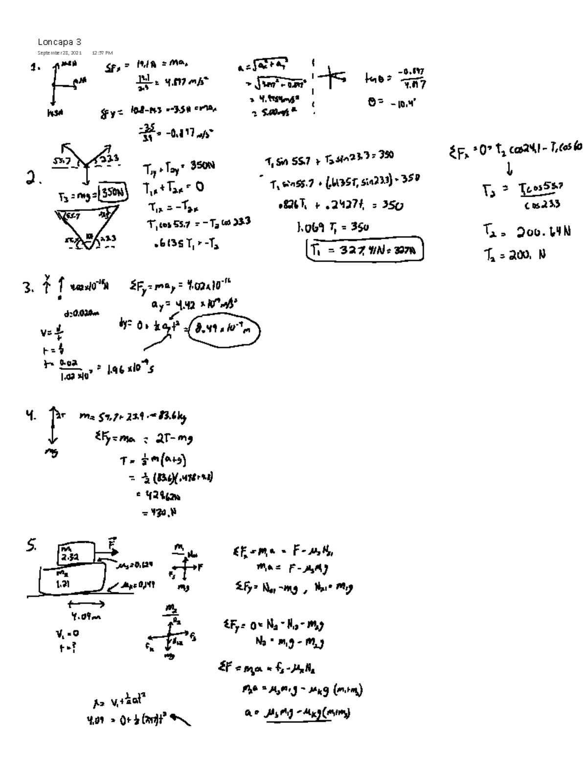 1D03 Loncapa 3 Solutions - Physics 1D03 - Loncapa 3 September 28, 2021 ...