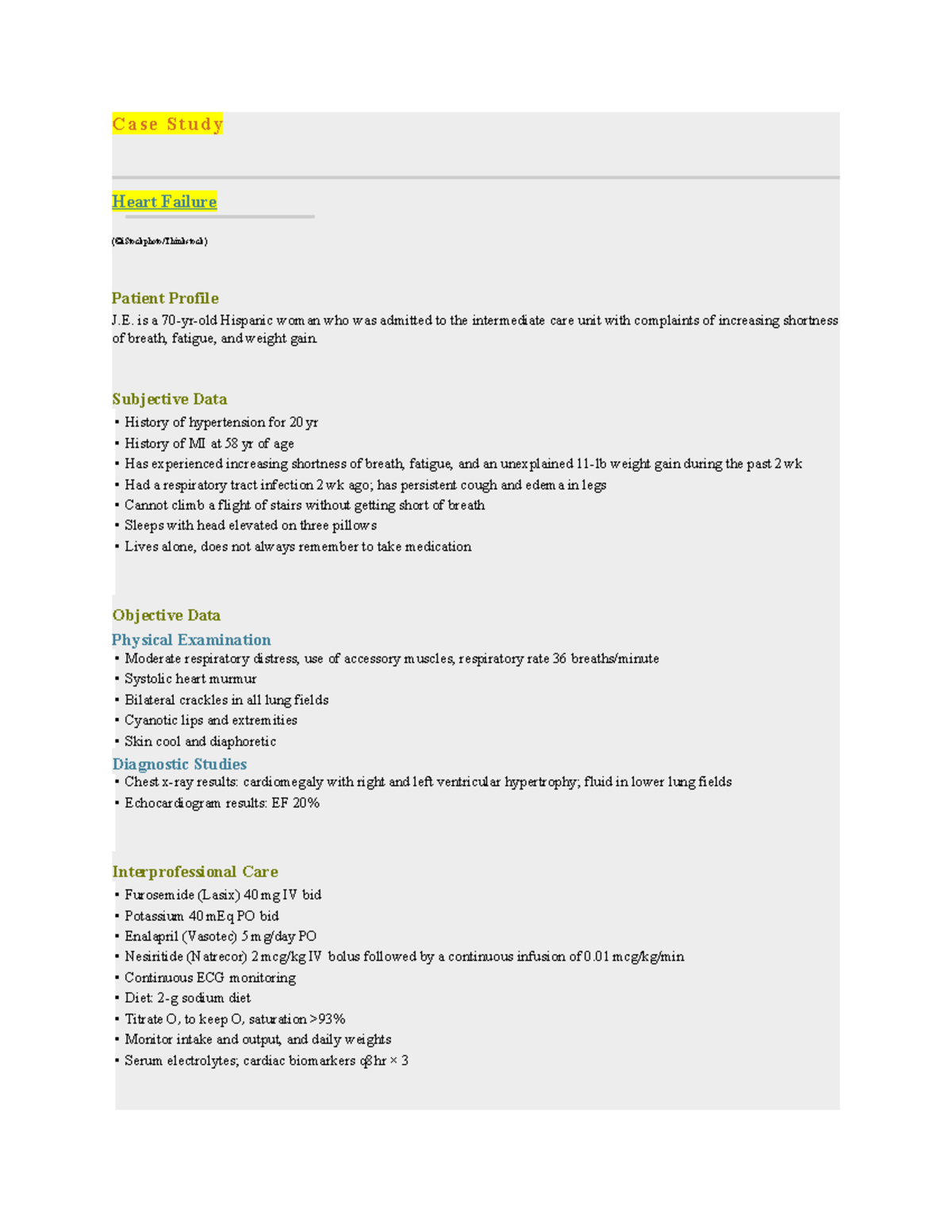 case study about ischemic heart disease