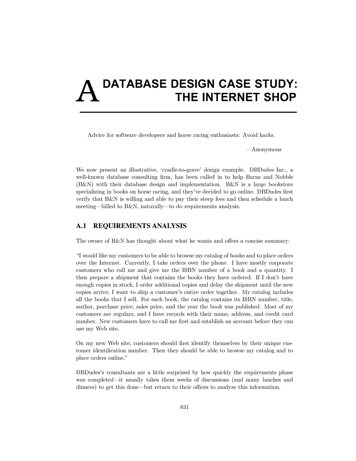 database design case study