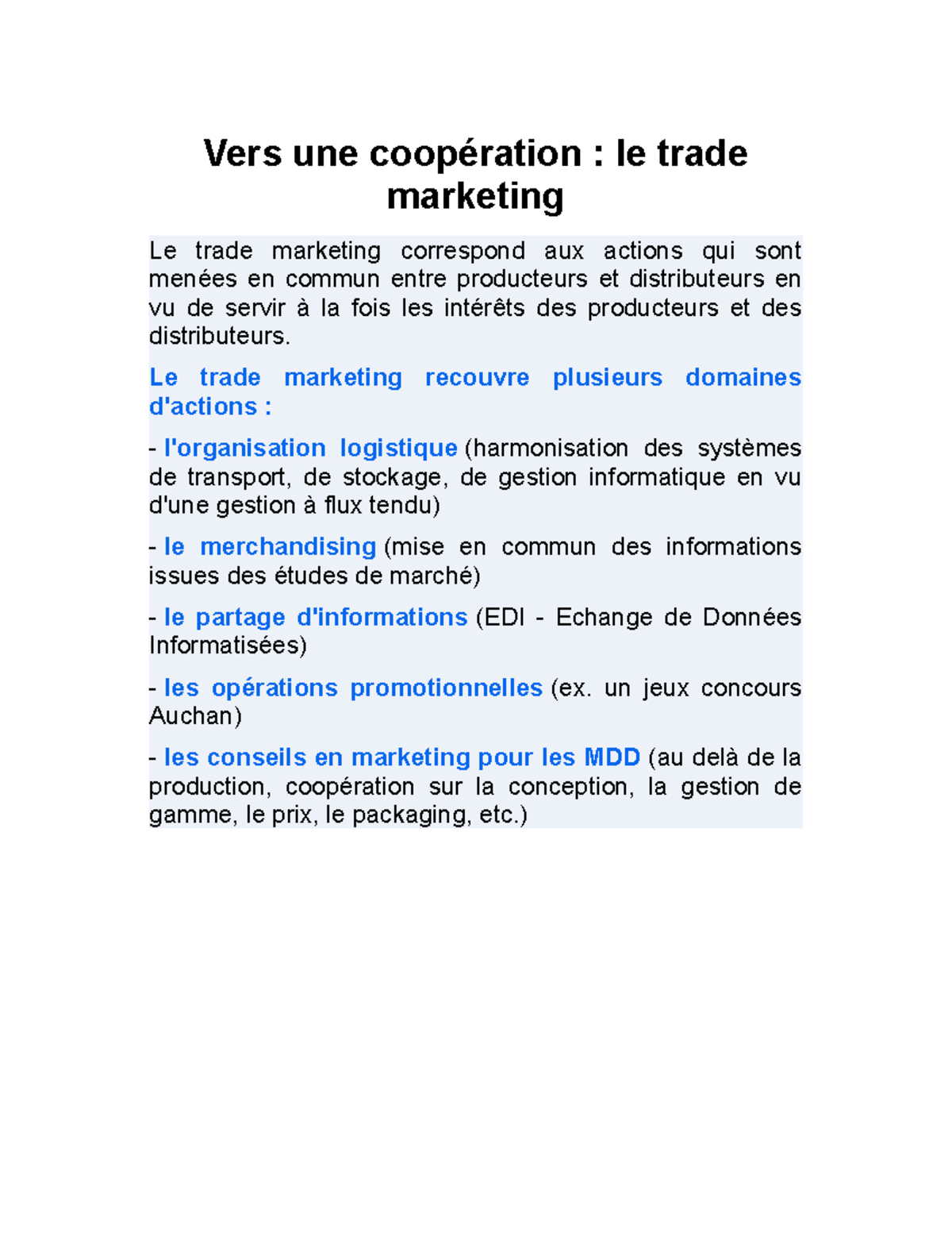 Vers une coopération le trade marketing - Vers une coopération : le ...
