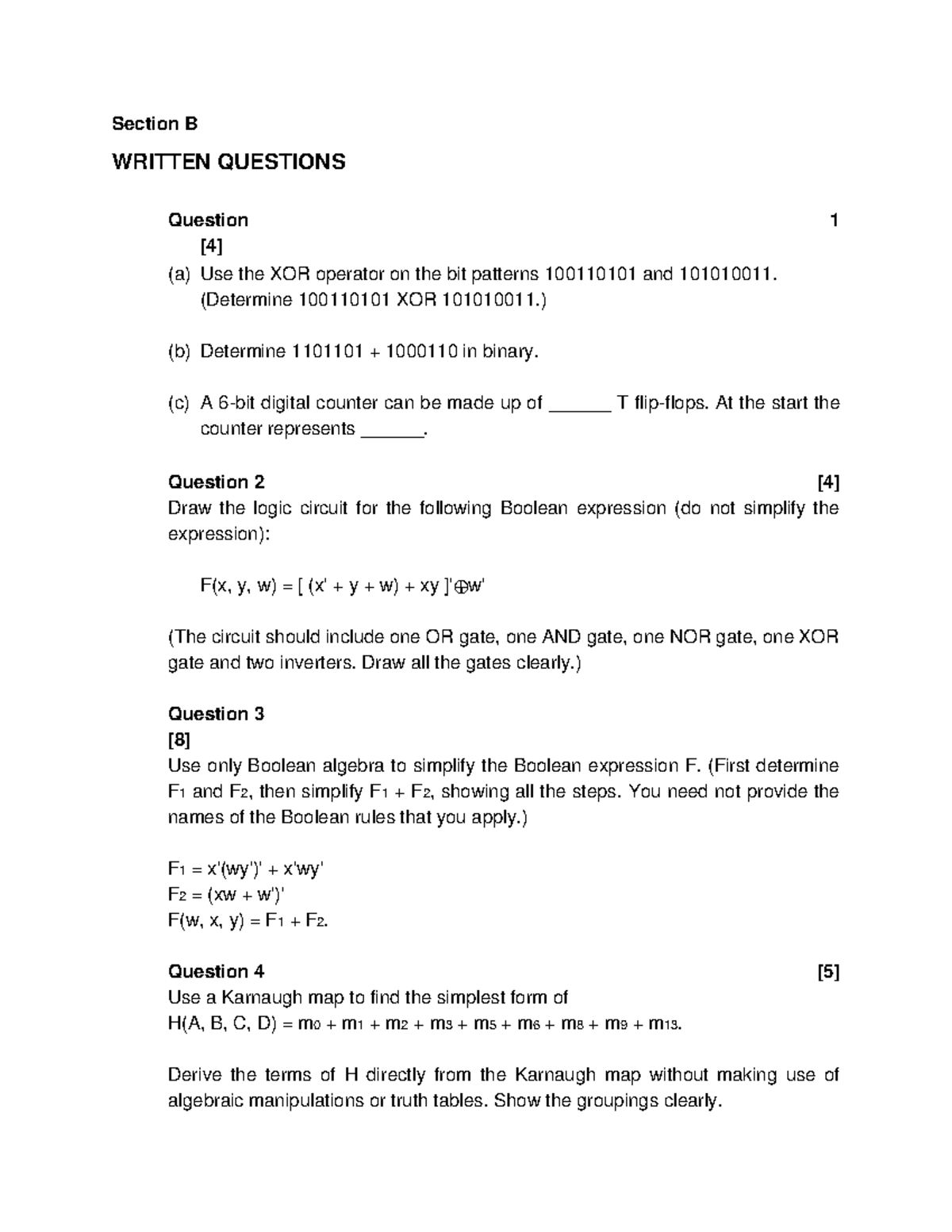 Section B - self-assessment questions - Section B WRITTEN QUESTIONS ...