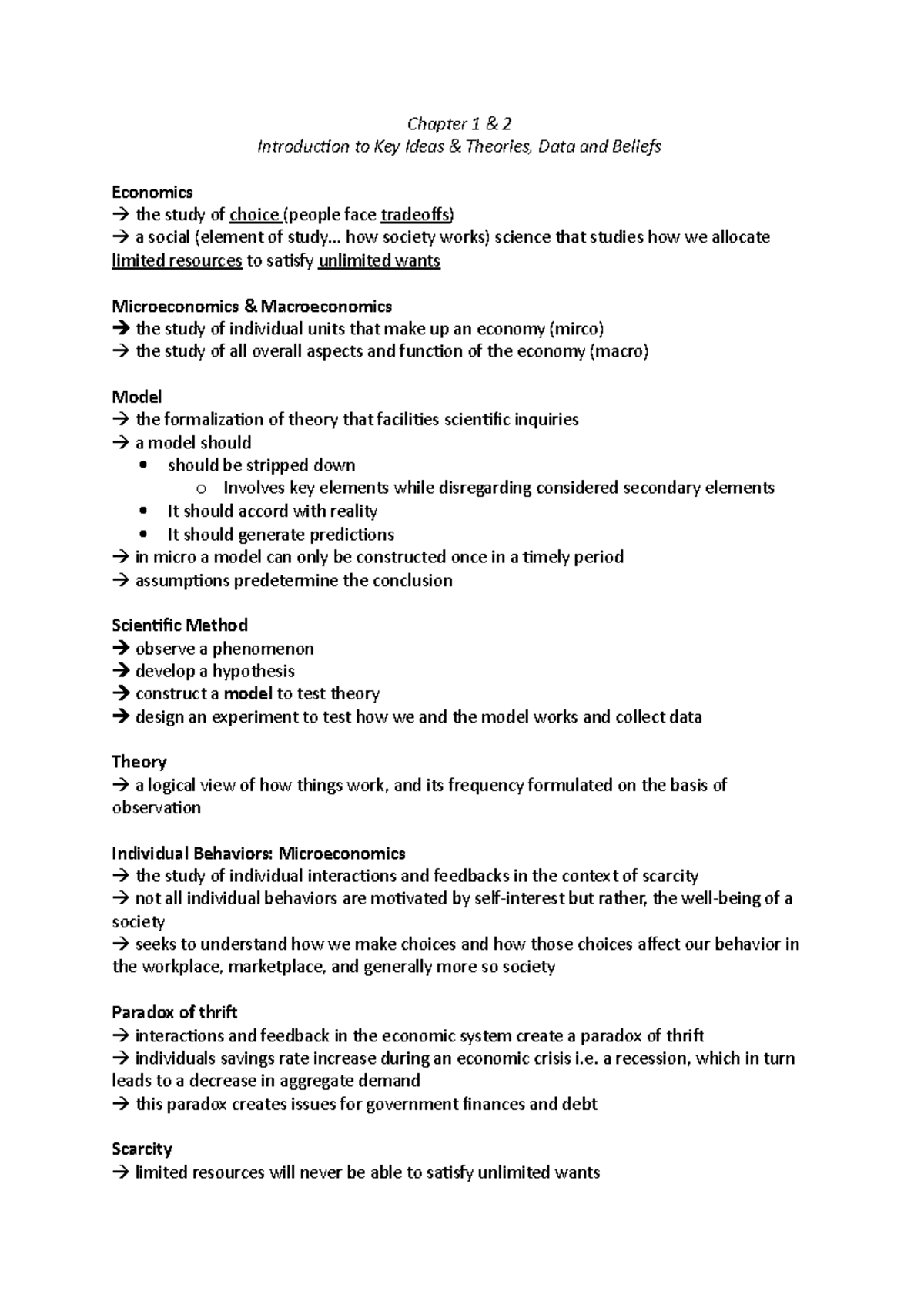 Notes - Chapter 1 & 2 Introducion to Key Ideas & Theories, Data and ...