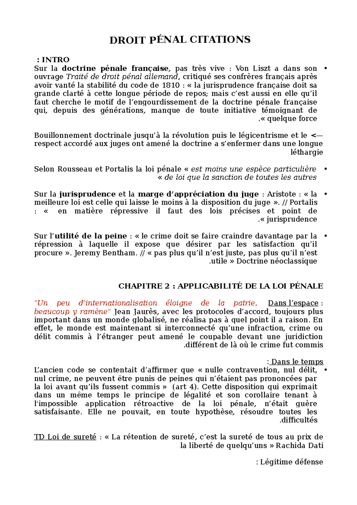CitationsDPG Droit pénal général definitions DROIT PÉNAL CITATIONS