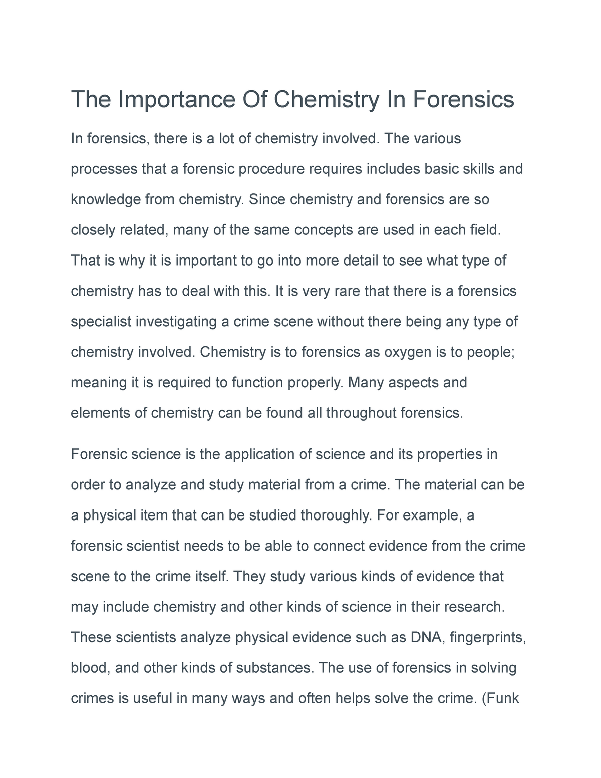 forensic chemistry essay