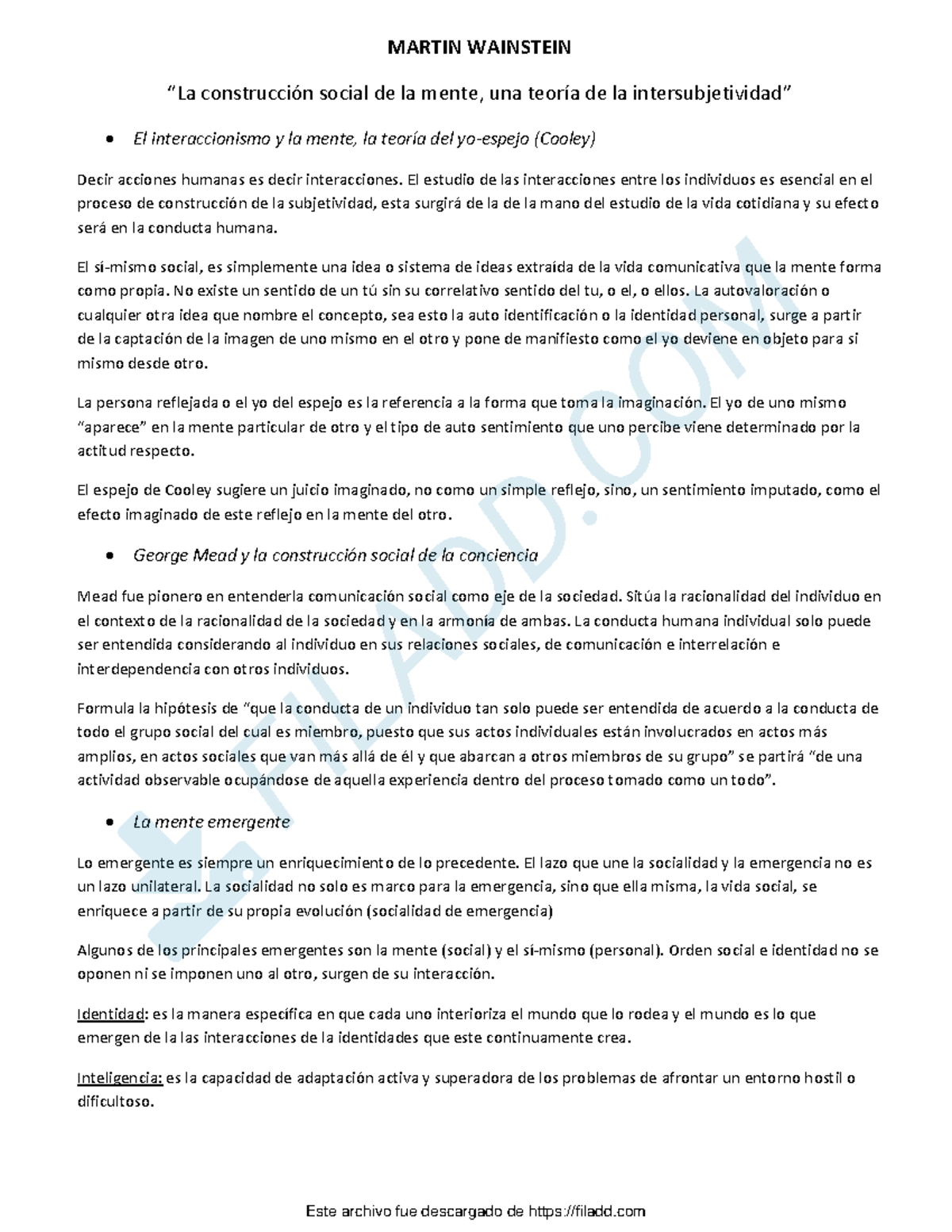 Martin Wainstein - Texto cátedra Etchezahar - MARTIN WAINSTEIN ...