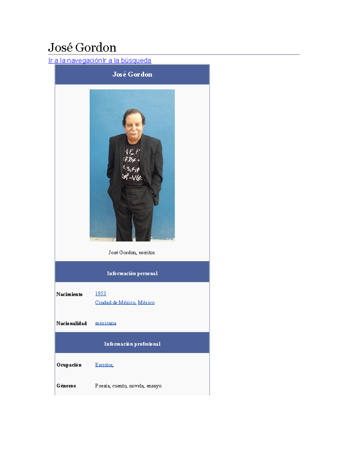 José Gordon tarea José Gordon Ir a la navegación Ir a la búsqueda