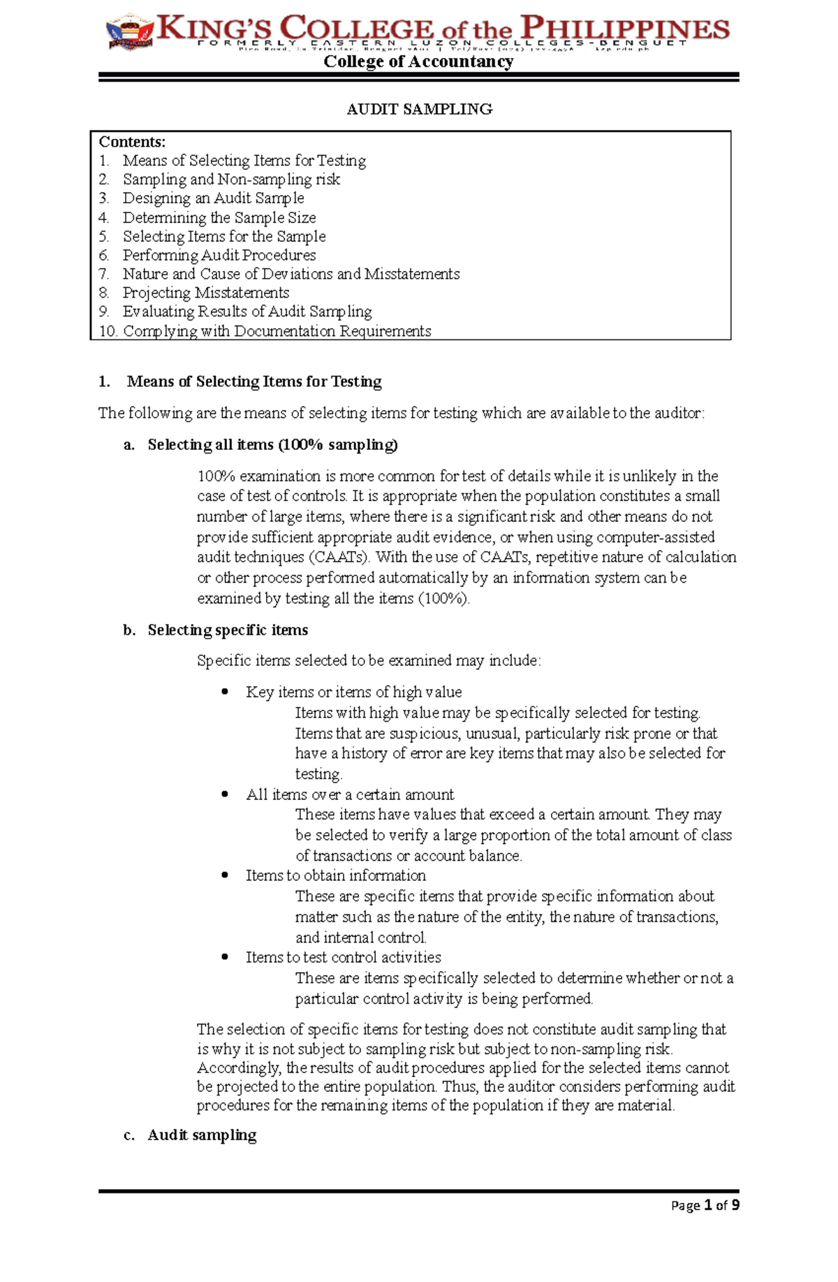 lesson-14-audit-sampling-audit-sampling-contents-means-of-selecting