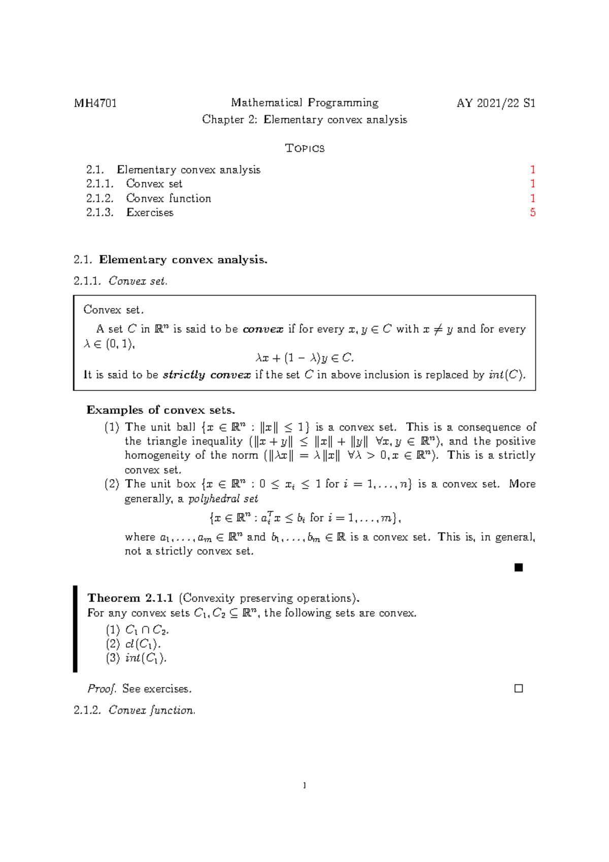 Chapter 02 - MH4701 Mathematical Programming AY 2021/22 S Chapter 2 ...