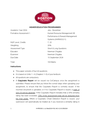 HHRM332 1 Jul Dec2024 FA1 Memo NC V - HIGHER EDUCATION PROGRAMMES ...