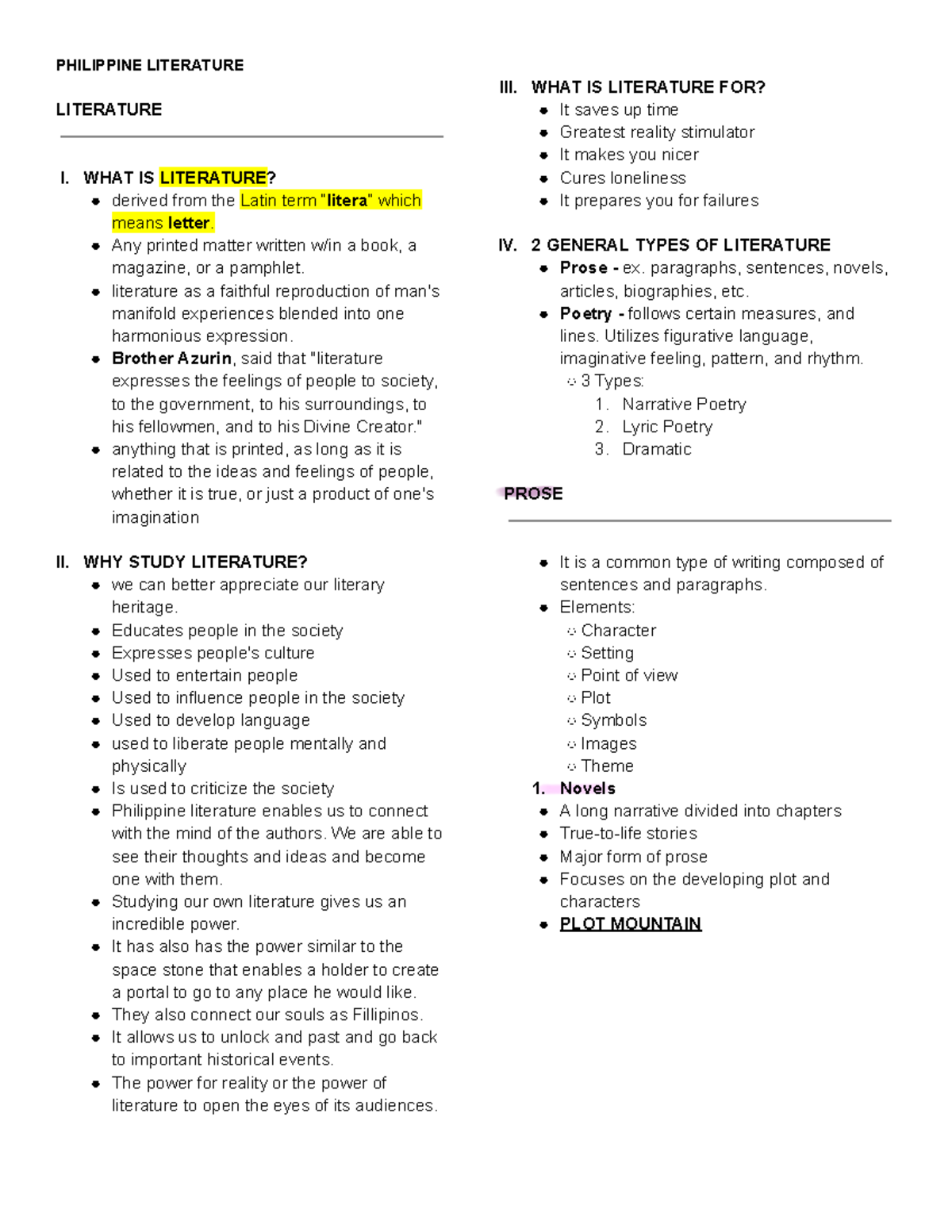 Philippine Economy LITERATURE I. WHAT IS LITERATURE? derived from the