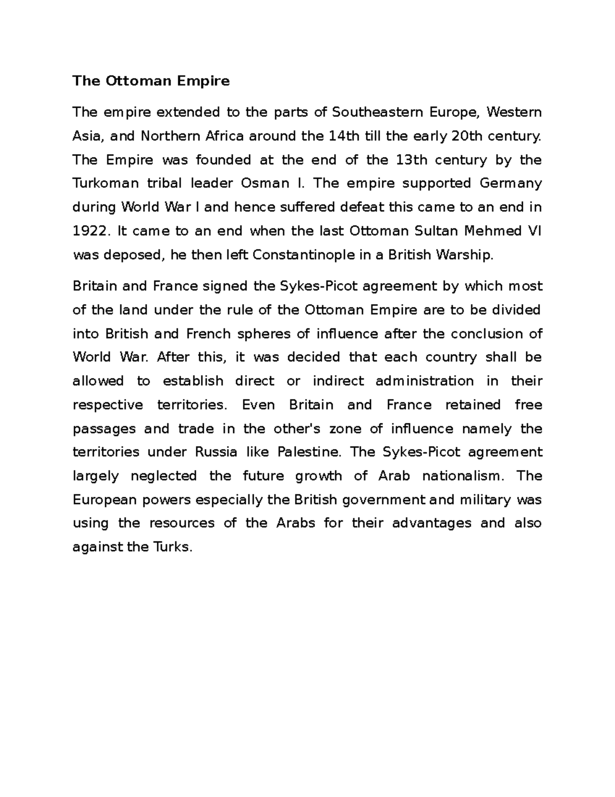 Ottoman Empire This is one of my study materials. I hope it can help other students. The