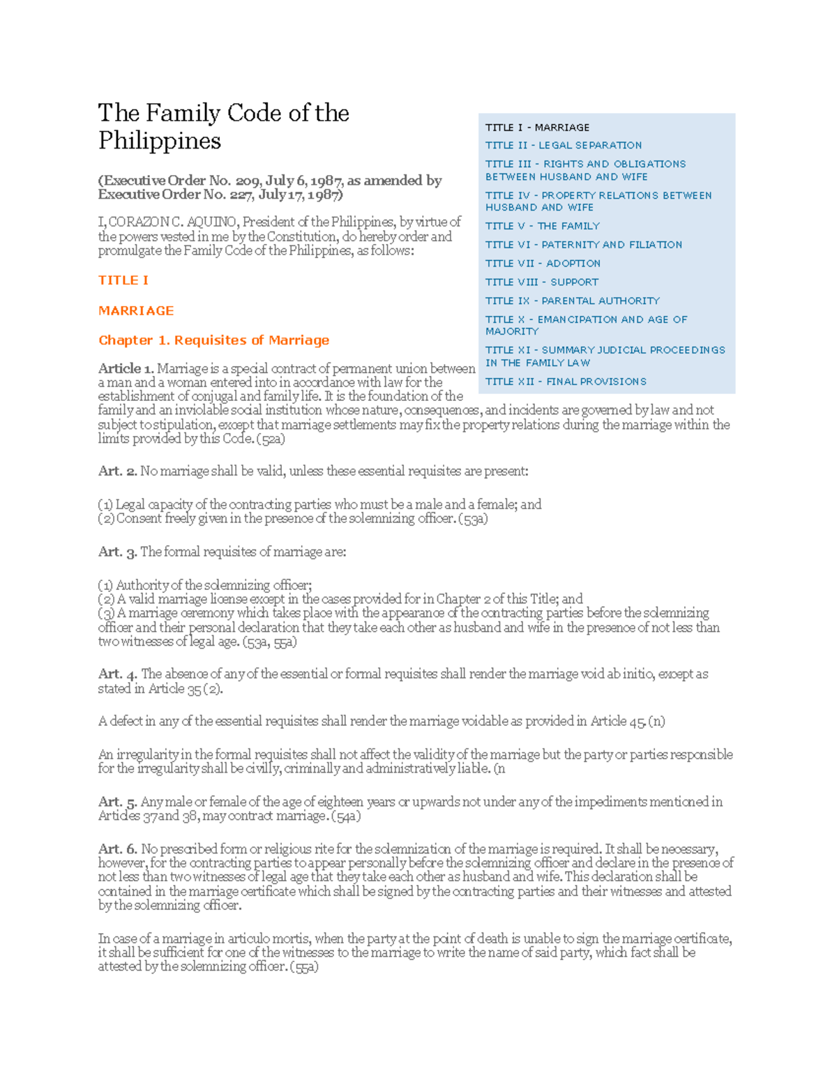 The Family Code of the Philippines - The Family Code of the Philippines ...