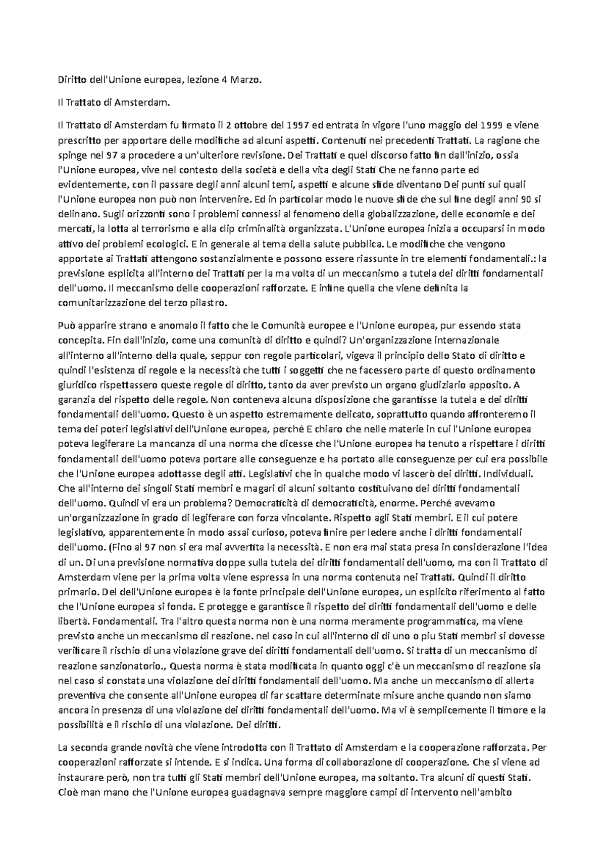 Diritto ue 4 marzo Diritto dell'Unione