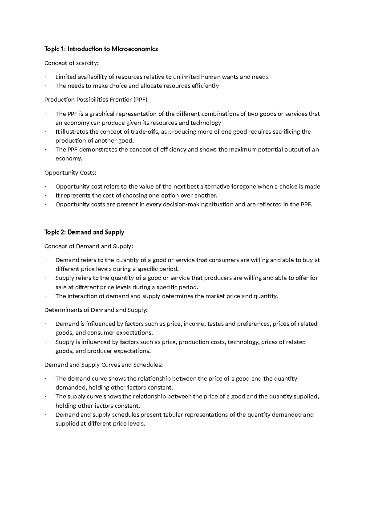 Microeconomics Notes - Topic 1: Introduction to Microeconomics Concept ...