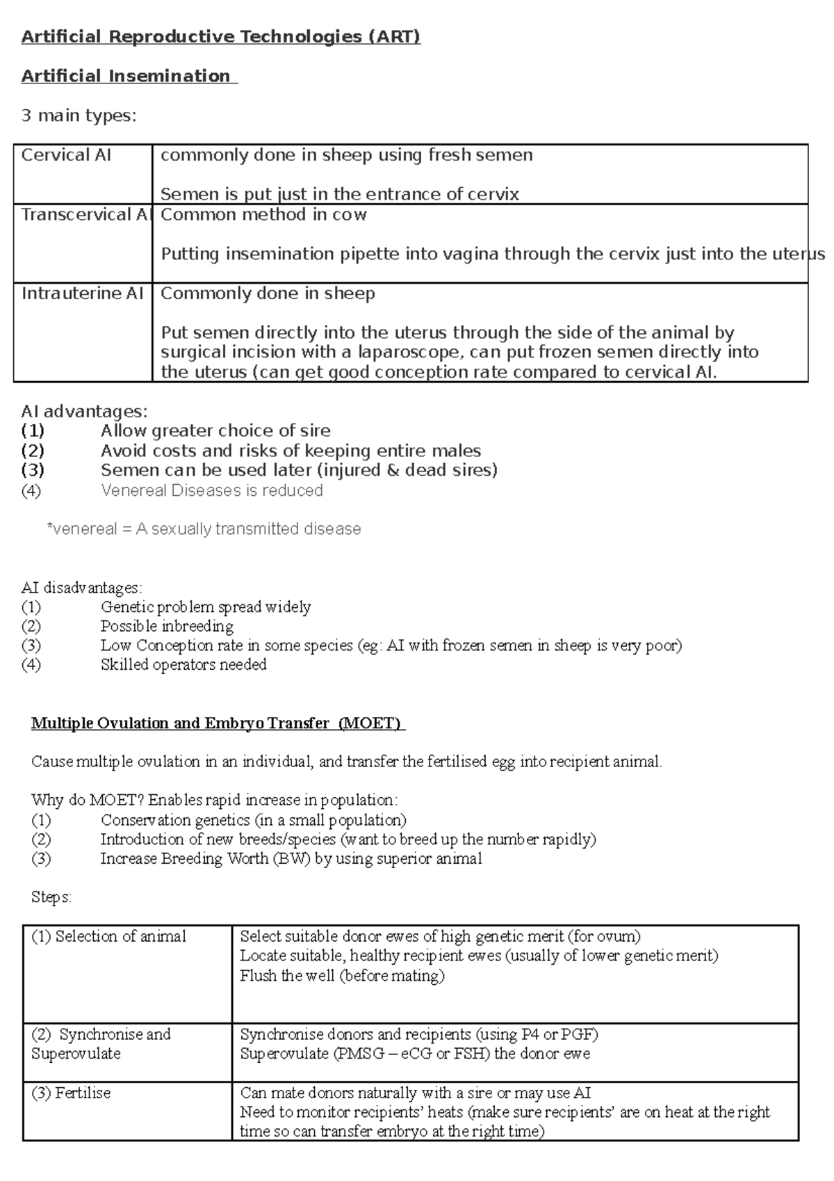 Artificial Reproductive Technologies AI advantages (1) Allow greater