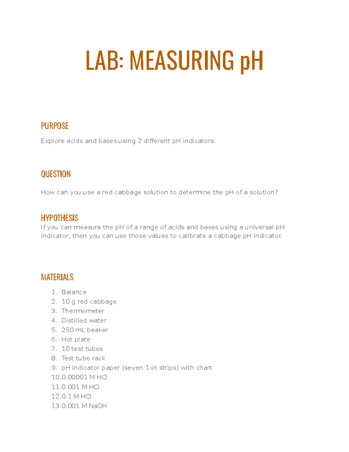 lab measuring ph assignment reflect on the lab