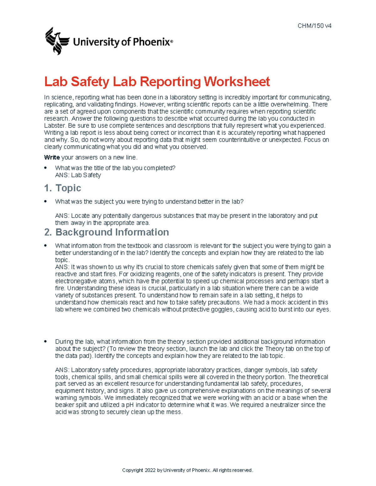 Chm150 v4 wk1 lab safety lab report observational - CHM/150 v Lab ...