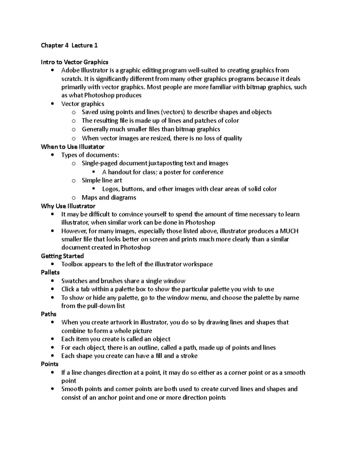 Chapter 4 Lecture 1 - Illustrator - Chapter 4 Lecture 1 Intro to Vector ...