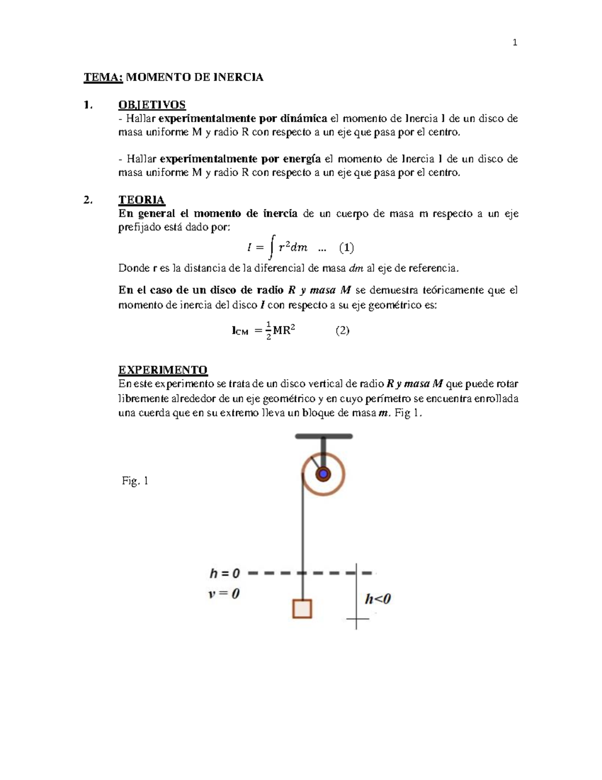 Fisica 1 - Lab8 - c - Practica - TEMA: MOMENTO DE INERCIA 1. OBJETIVOS ...