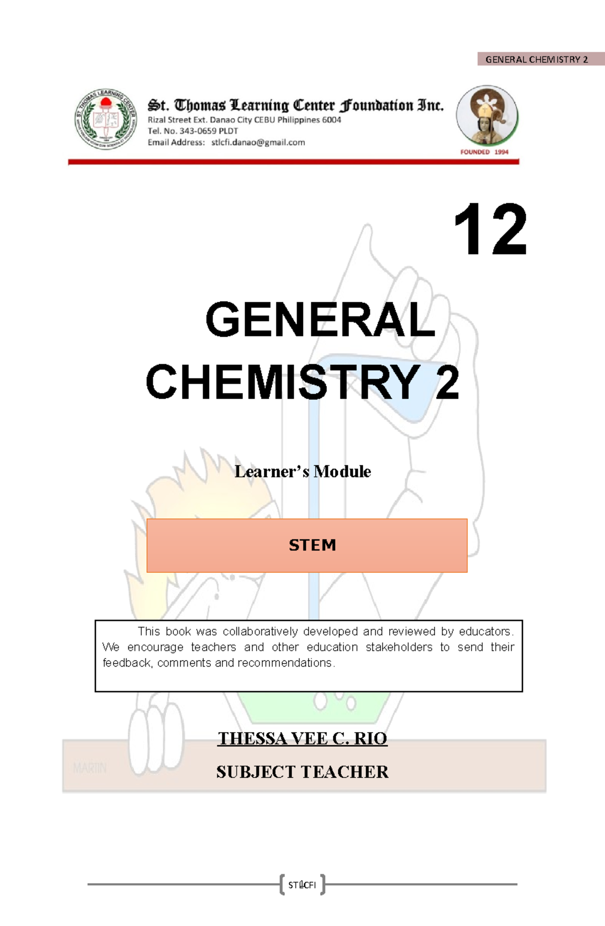 GENERAL CHEMISTRY 2 MODULAR LEARNING LECTURE NOTES 12 GENERAL