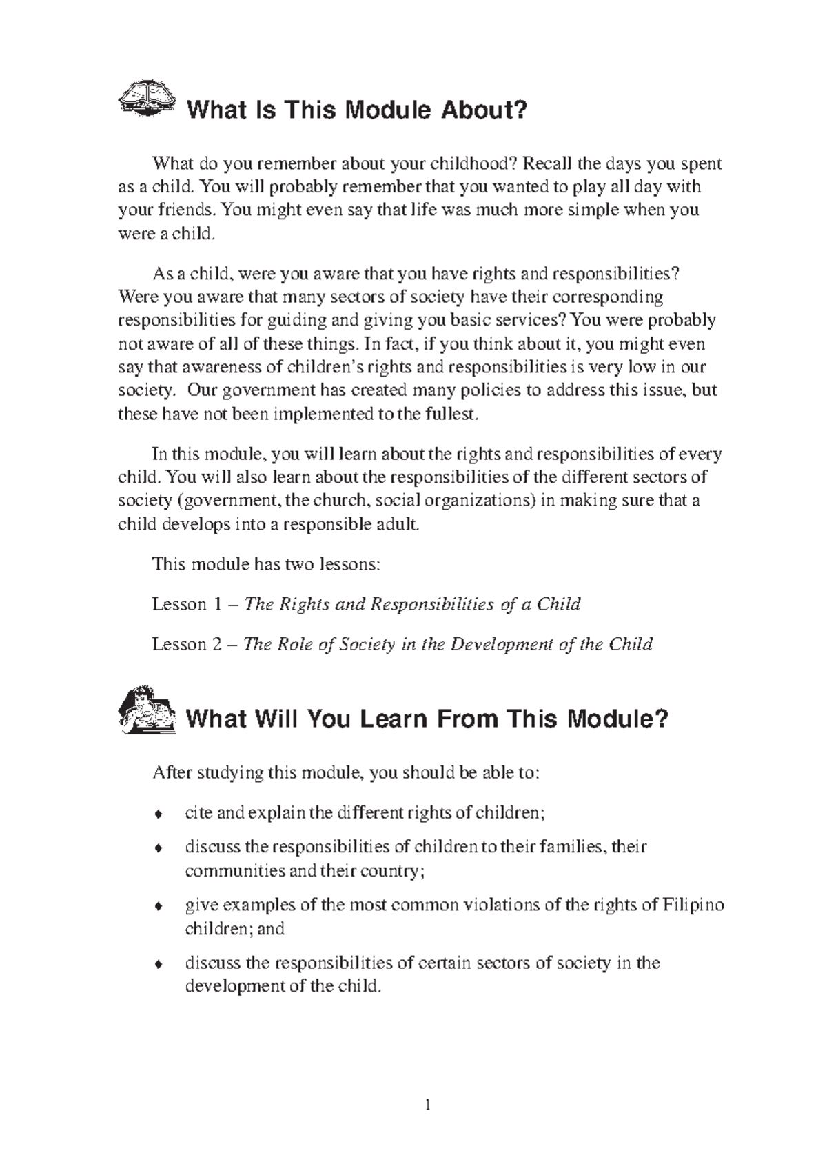 Childrens Right ALS MODULES What Is This Module About? What do you