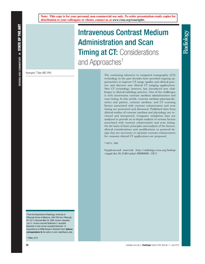 Intravenous Contrast Medium Administration and Scan Timing at CT:  Considerations and Approaches