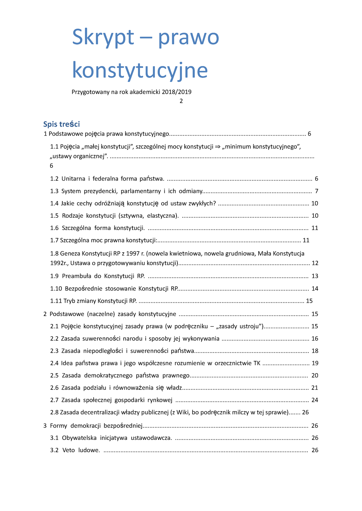 Skrypt-prawo-konstytucyjne - Skrypt – Prawo 1 Pojęcia „małej ...