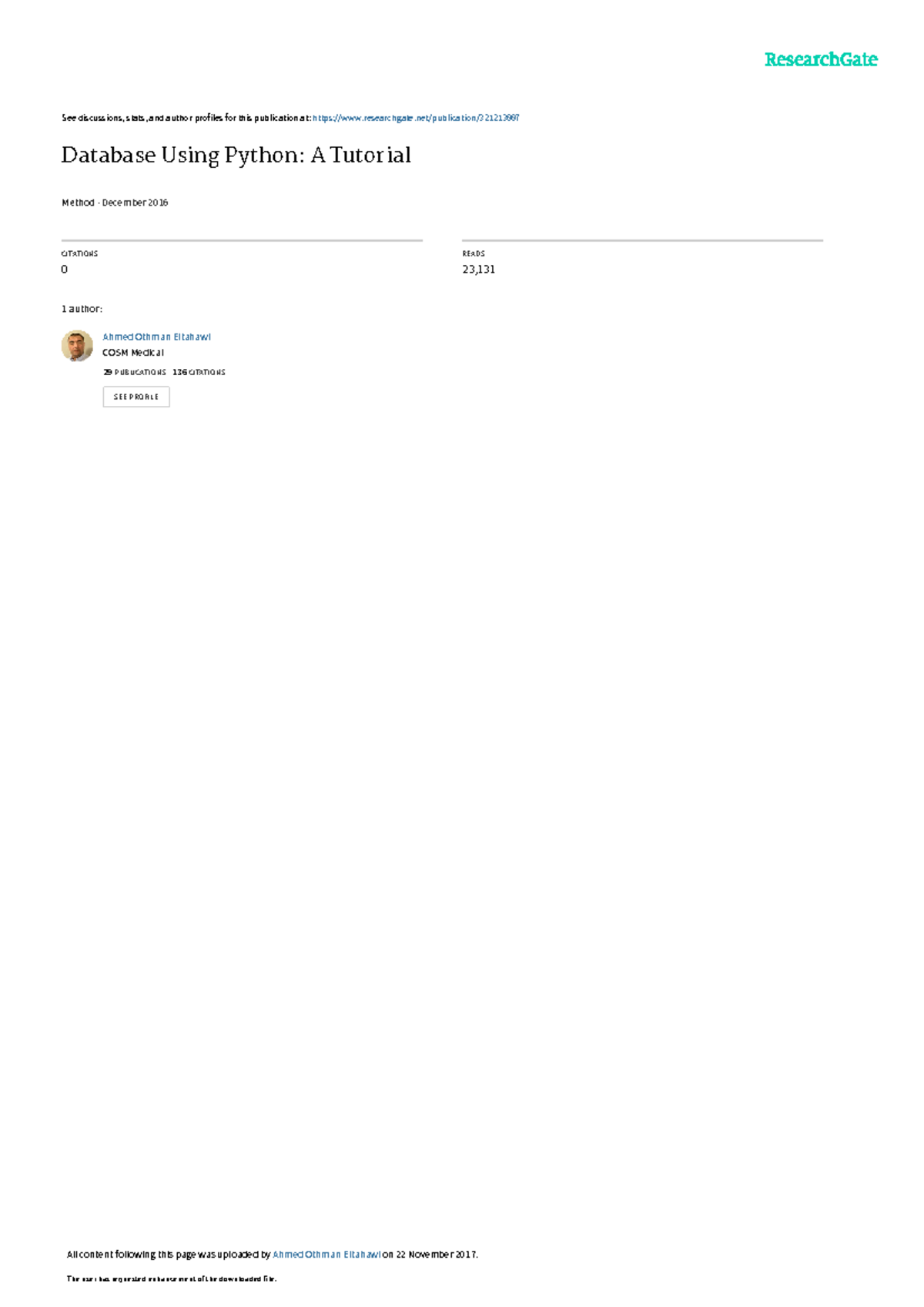 Databaseusing Python - easy to lean - See discussions, stats, and ...