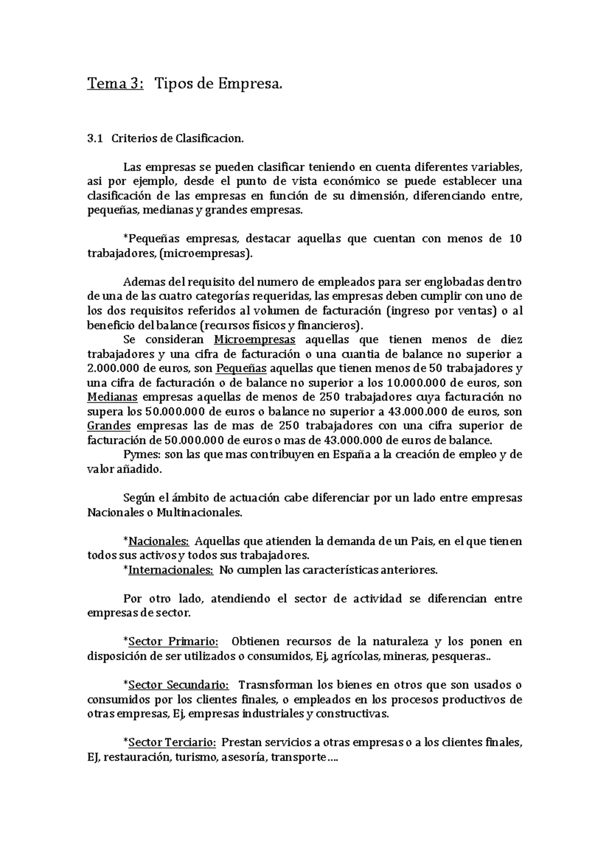 Tema 3 Econo EMP (2) - Apuntes 3 - Tema 3: Tipos De Empresa. 3 ...