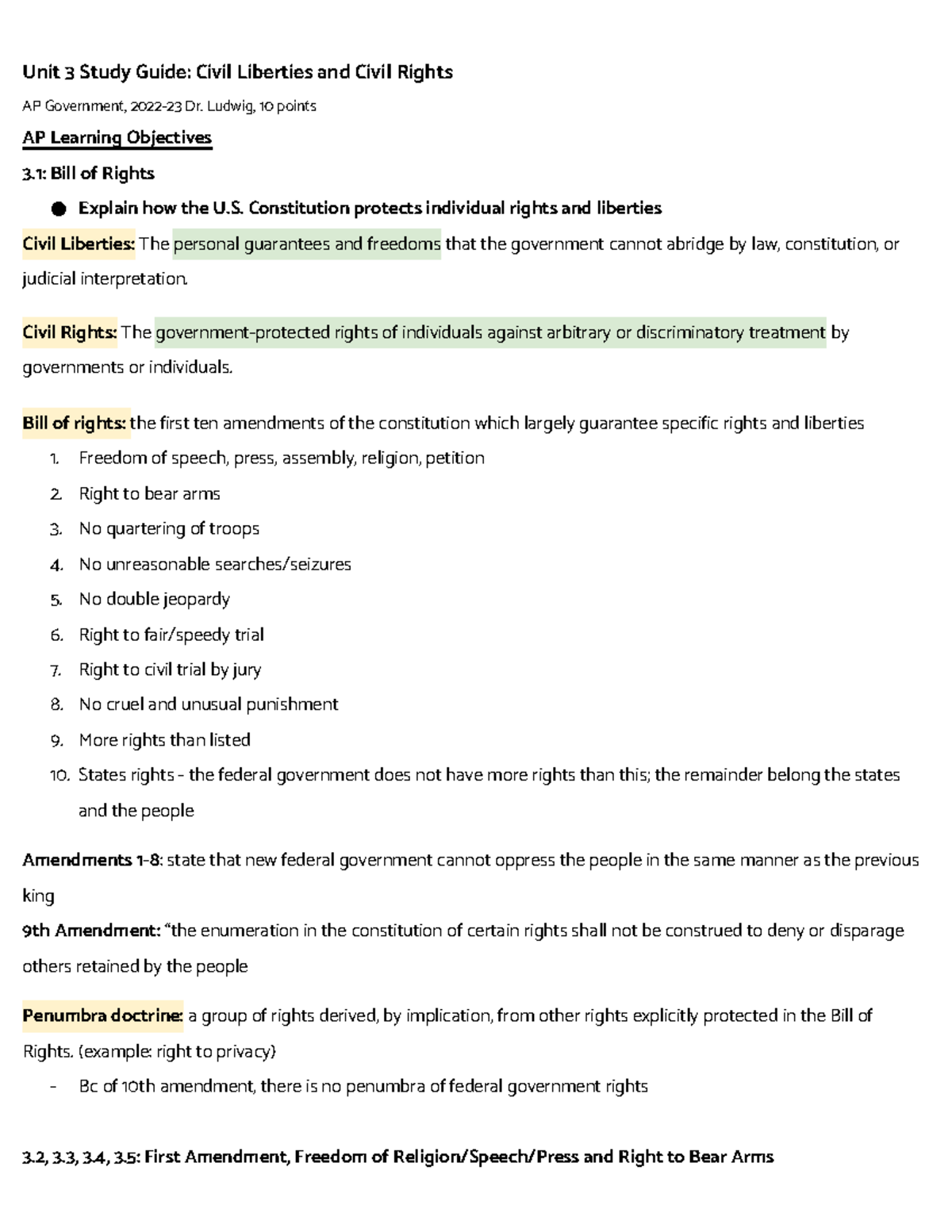 Ap Gov Unit 3 Review - 7ak7499