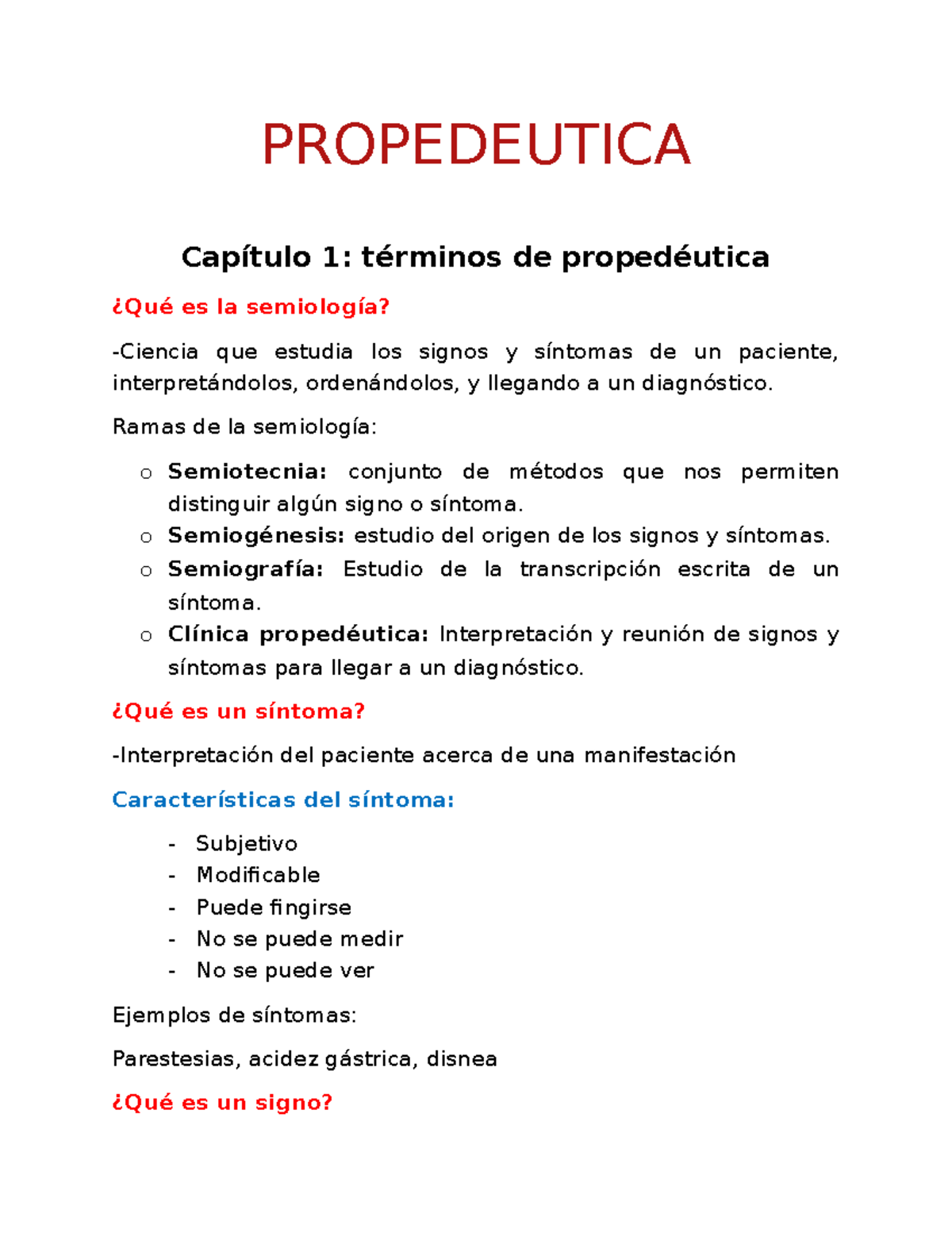 Propedeutica apuntes cap 1-cap 5 - PROPEDEUTICA Capítulo 1: términos de ...