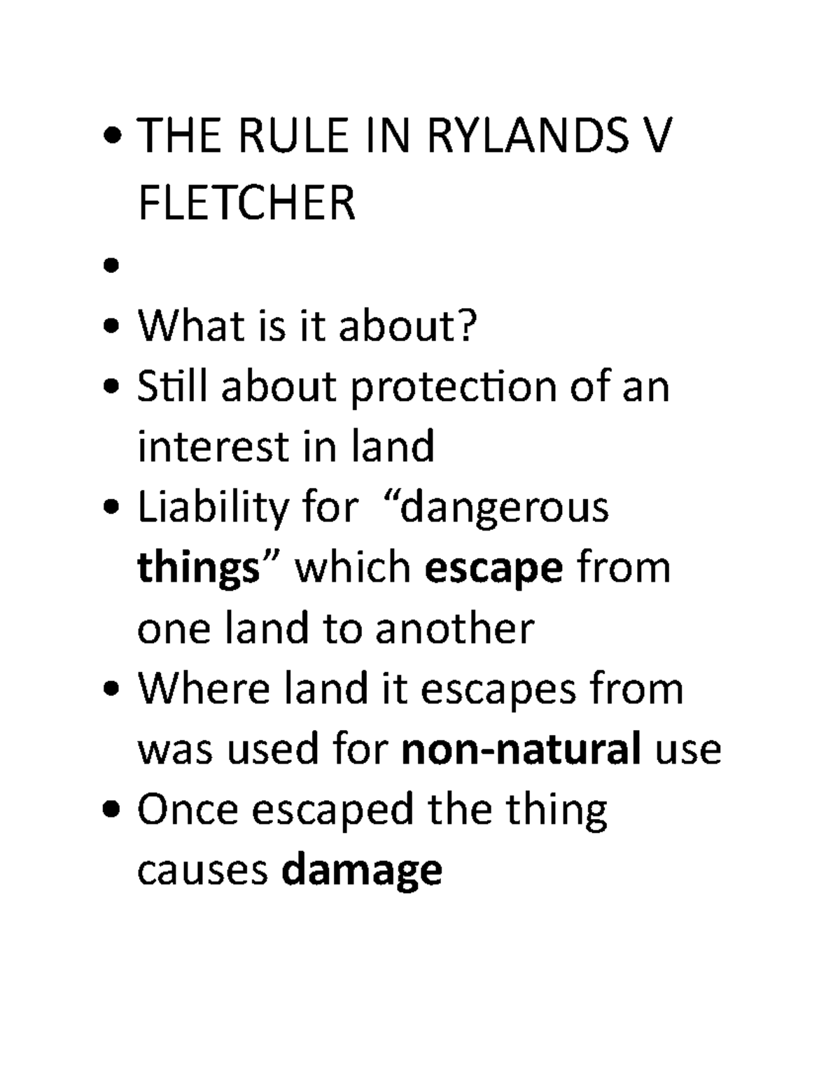 THE RULE IN Rylands V Fletcher - 454Z0106 - MMU - Studocu