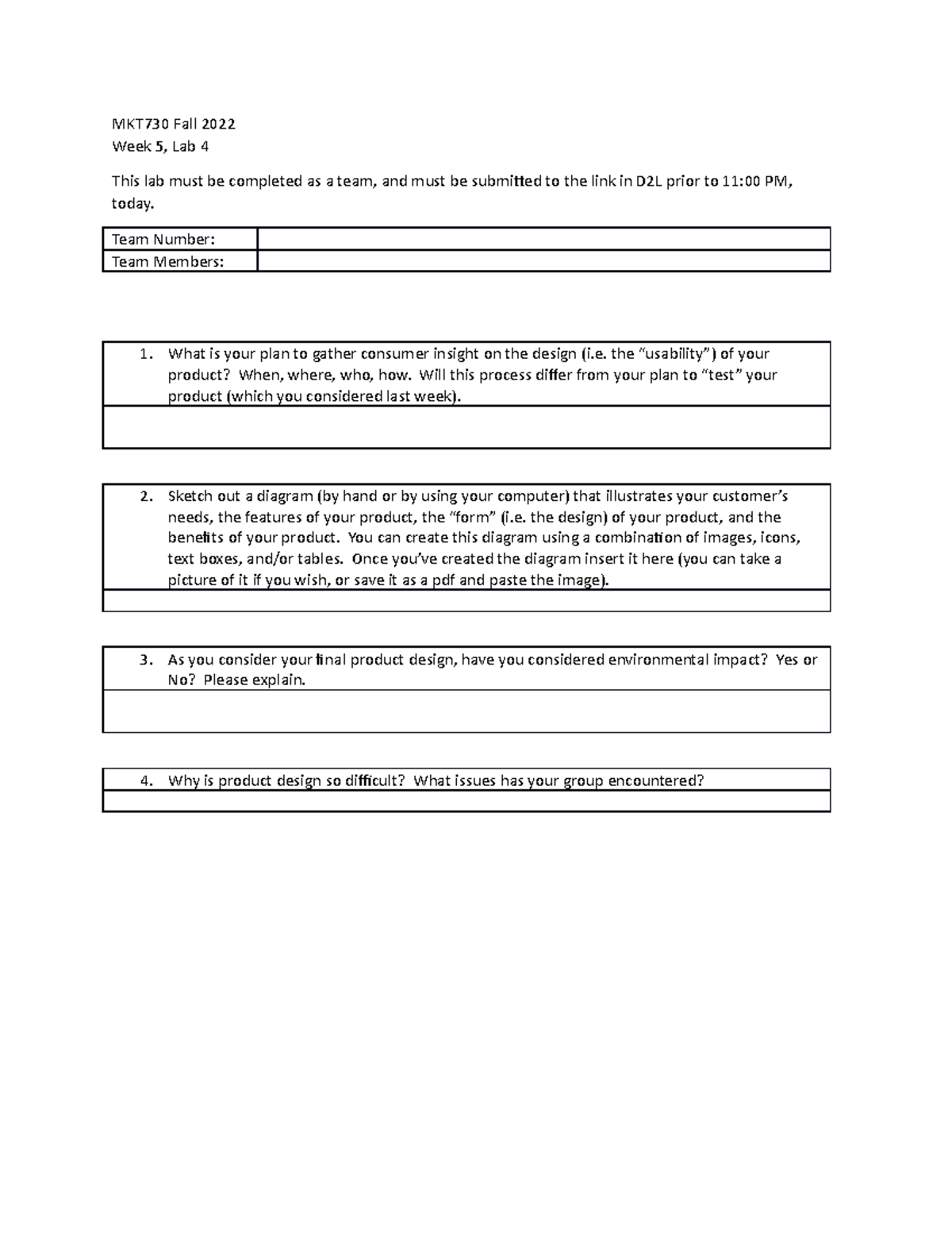 MKT730 Fall 2022 Lab 4 - Proposal Assignment MKT 730 Proposal ...