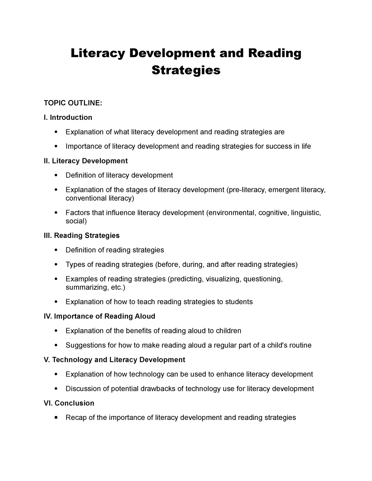 Literacy Development And Reading Strategies - Literacy Development And ...