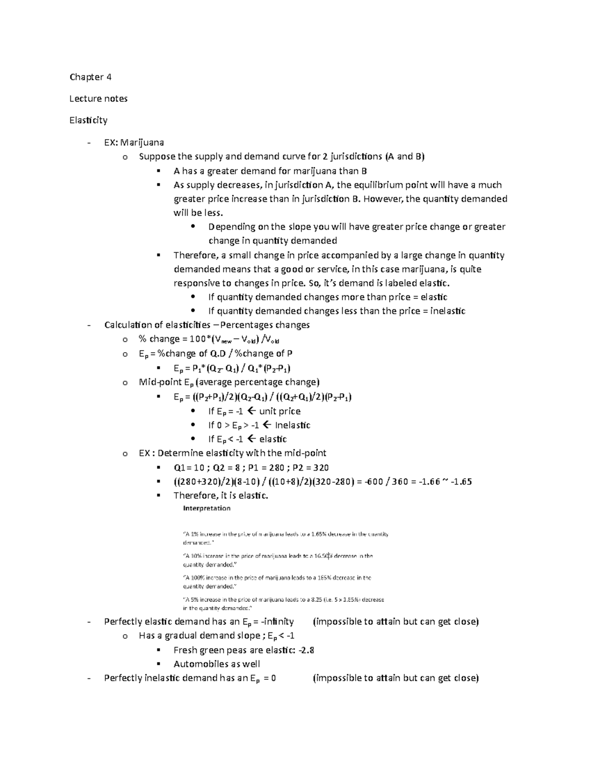 ECO1104 Chapter 4 and 5 - Chapter 4 Lecture notes Elasticity EX ...